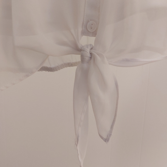 ☆ Sheer Girls White Blouse with Tie ☆ - Picture 5 of 6